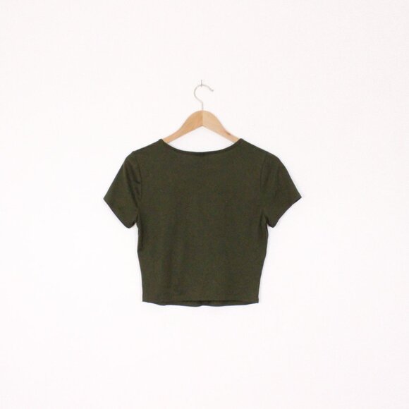 *Live in the Moment Green Cropped Baby T Shirt - Picture 4 of 4